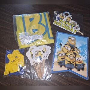 Minions Birthday Party Supplies Set - Yellow and Blue Photo Backdrop Tapestry